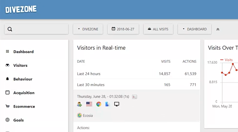 White label analytics example screenshot from Matomo