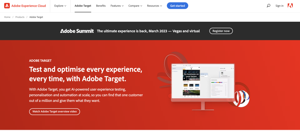 Adobe Target Homepage