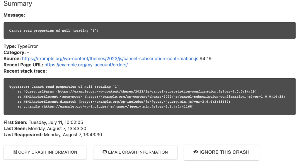Forward crash data with Crash Analytics
