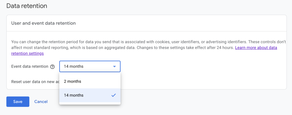 GA4 data retention