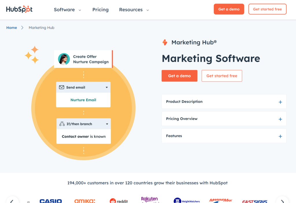 Screenshot of the HubSpot homepage