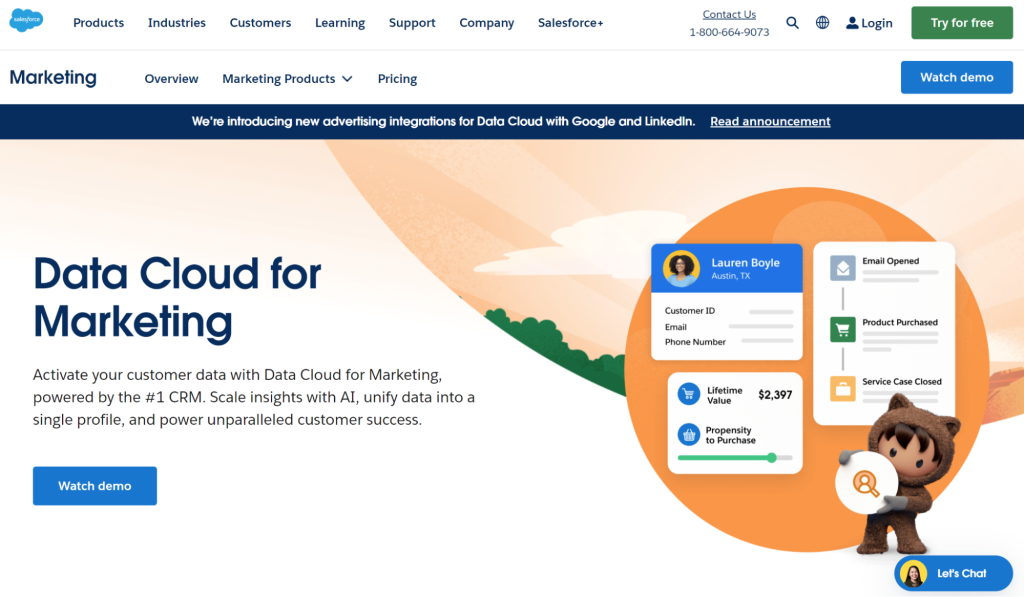 Screenshot of the Salesforce homepage