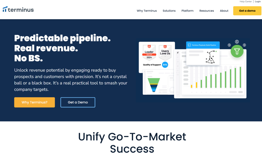 Screenshot of the Terminus homepage