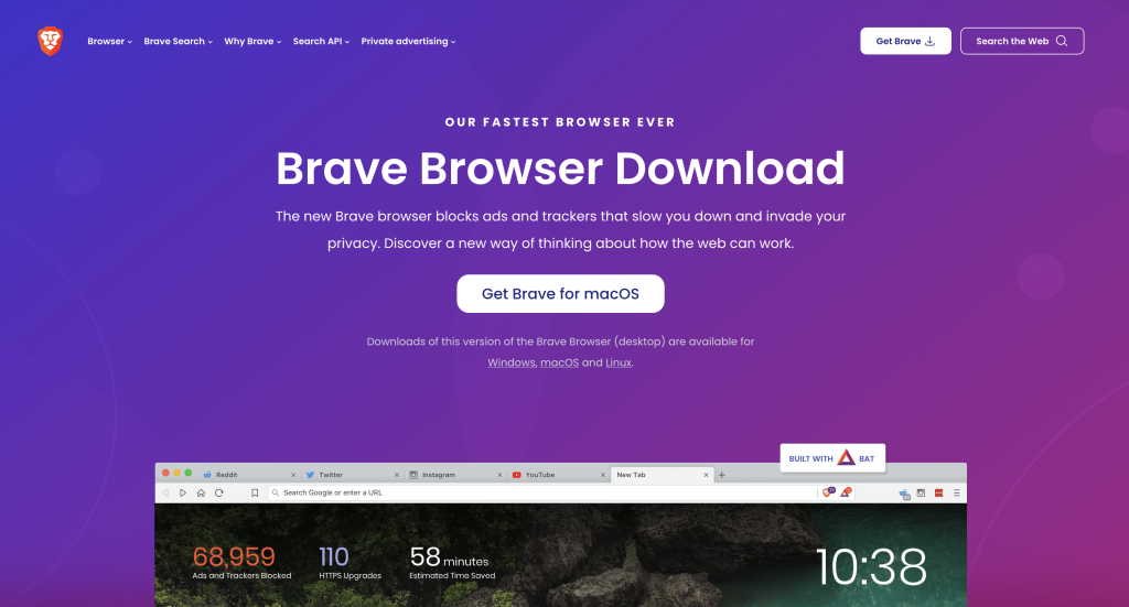 Screenshot of Brave Browser Homepage