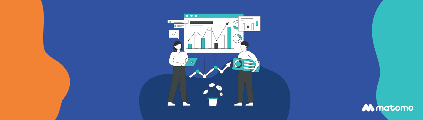 Enterprise employees discussing web analytics.